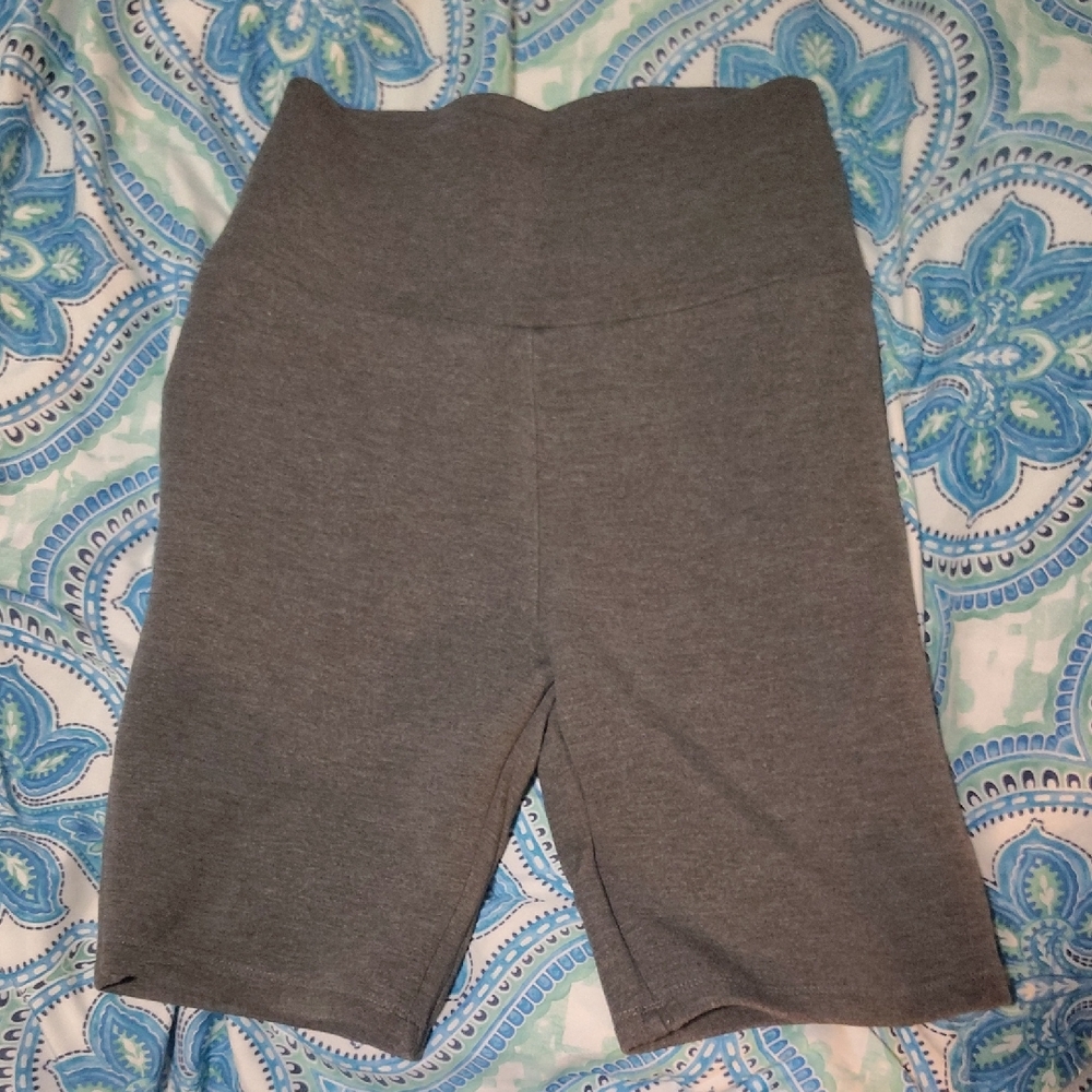 Gray High-Waisted Workout Shorts